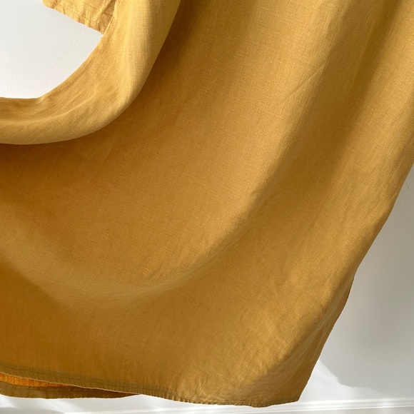 Golden Yellow Linen Midi Dress - Picture 16 of 16